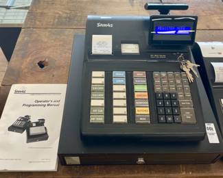 LOT # 001  -  SAM4S CASH REGISTER w/DRAWER BASE
