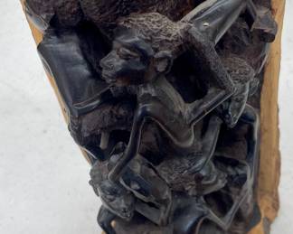 LOT #154  -  TRADITIONAL HAND-CARVED UJAMAA SCULPTURE (AFRICAN FAMILY TREE or TREE OF LIFE)
