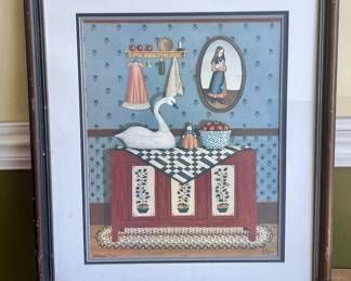LOT #128  -  FOLK ART PRINT by PAT PEARSON, 1984,  407/1150