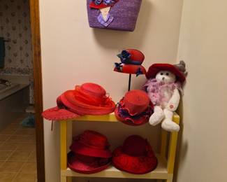 LOTS OF RED HATS And ACCESSORIES