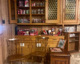 COKE COLLECTIBLES , WOOD END TABLE