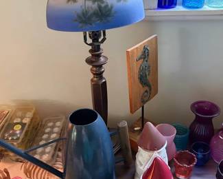 palm tree glass lamp