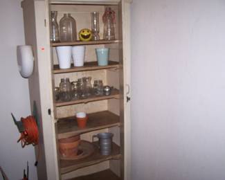 WOODEN CABINET & MISC.