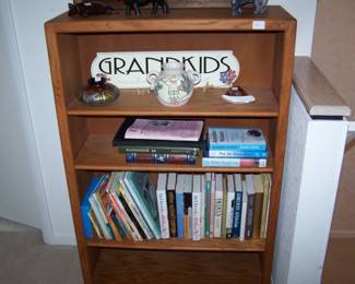 OAK BOOKSHELF & BOOKS