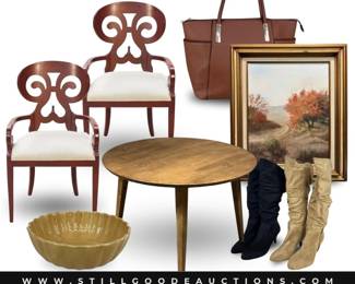 Frederick Cooper, Syroco, nativity, cranberry glass, blue and white decor, weed eater, patio furniture, power tools, depression glass, barcolounger recliner, baseball cards, candles, and more!