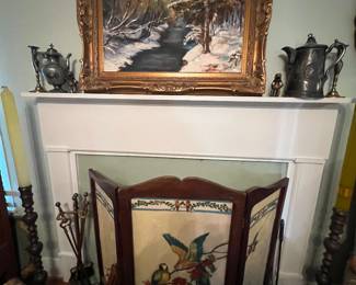Decorative wooden fire screen 