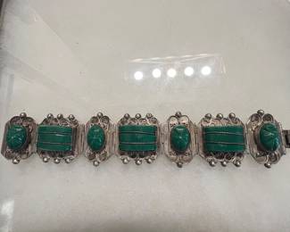 Vintage sterling Mexico carved bracelet 