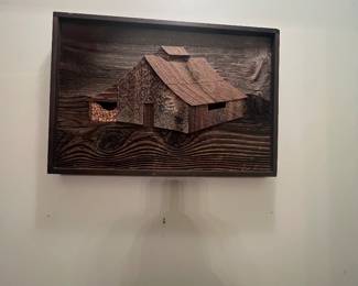 Carved wooden cabin picture