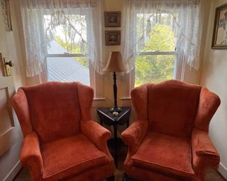 Pair peach color upholstered  chairs 