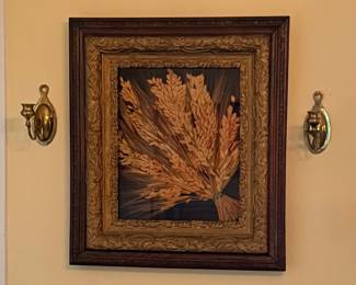 Framed Wheat in ornate wooden gold leaf frame 