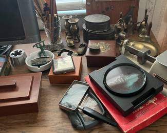 Brass bells , magnifiers 