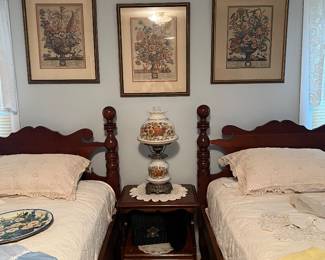 Pair cherry twin beds 