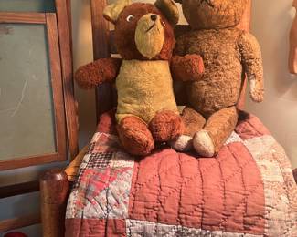 Jointed teddy bear , later bear (well loved) 