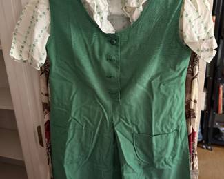 Vintage green Girl Scout jumper with trefoil print blouse