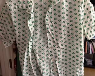 Vintage Girl Scouts trefoil print blouse with green uniform