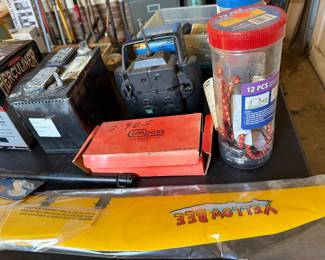 Herculiner bedliner kit, a Compass drafting set, bungee cord assortment and a battery jump starter
