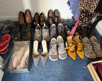 Collection of women's shoes including flats, sneakers, heels and sandals