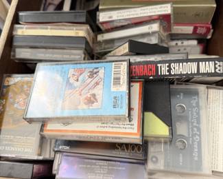 Drawer full of cassette tapes, music and audiobooks