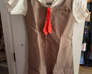 Vintage Brownie Girl Scout uniform, jumper with blouse and tie