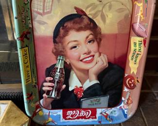 Coca-Cola Menu Girl metal serving tray, Thirst Knows No Season