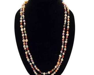 JTV 5pt9mm White and Multi Colored Cultured Freshwater Pearl Endless Strand Necklace B