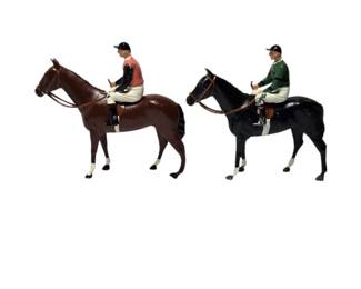 Vintage Britains Ltd Racing Colours Horse and Jockey Figures 2 Horses and 2 Riders Made in England