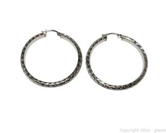 AK 925 Turkish Sterling Silver Braided Rope Hoop Earrings