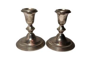 Pair of Empire Sterling Weighted Candle Holders