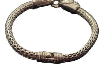 Sarda 925 Sterling Silver Woven Chain Bracelet With Stone Accents