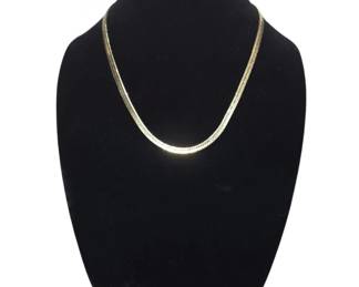 Classic 14K Yellow Gold Herringbone Chain Necklace 20in