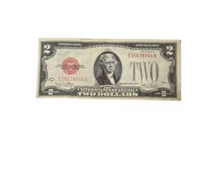 1928 G 2USD United States Note Red Seal Thomas Jefferson