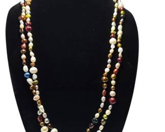 JTV 5pt9mm White and Multi Colored Cultured Freshwater Pearl Endless Strand Necklace