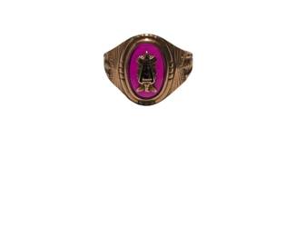 Vintage Herff Jones 10K Yellow Gold Nashville High School Class Ring With Ruby Testing Purple Stone 5g