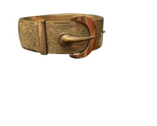 Antique Victorian BandB Bates and Bacon Gold Filled Childs Buckle Bangle Bracelet With Safety Chain 5pt5in