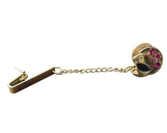 Vintage OC Tanner 14K Gold Fish Tie Tack With 3 Ruby Testing Stones 2pt37g