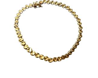 14K Yellow Gold Diamond Cut Disc Link Bracelet With Safety Clasp