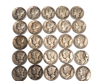 Lot of 3 of Vintage Mercury Dimes 90 Percent Silver Assorted Dates Circulated