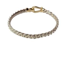 AK 925 Turkey Sterling Silver Two Tone Woven Link Bracelet 7pt5in