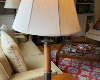 36”H | Vintage Brass and Wood Column Table Lamp