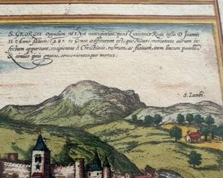 20” L by 14.5” W Braun and Hogenberg 1572 Antique Map of Calicut, Ormuz, and Canonor