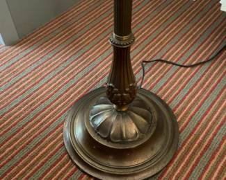 62”H | Vintage Style Brass Floor Lamp with Pleated Shade