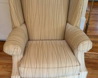 QTY 2 | Sold Indiv | 45”H x 34”L x 28”W | Stickley Fine Upholstery Modern Patterned Wingback Armchair