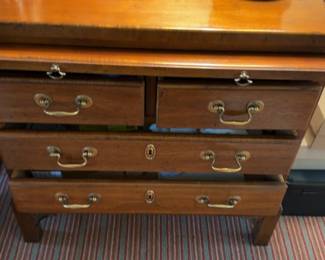 28”H c 26.5”L x 17”W | Chairside Chest Maple Solids and Walnut Veneers