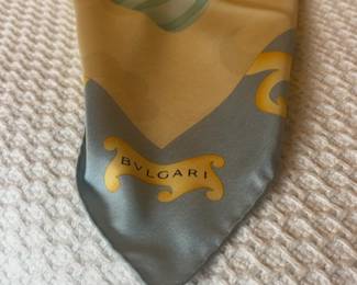 Bvlgari Silk Scarf with Handbag and Shell Motif