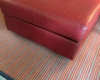 QTY 2 | Sold Indiv. | 14”H x 29”L x 24”W | Remington Leather Modern Red Ottoman