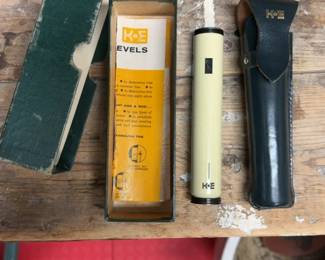 Vintage Keuffel & Esser (K&E) Hand Level with Leather Case, Original Box and Manual