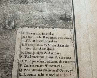 15.5” L by 13” W Antique Map of Mozambique Island (Mocambiqum) - 17th Century Style Copperplate Engraving