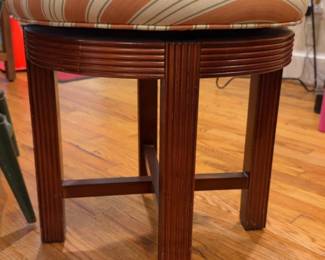 22”H x 21”L x 21”W | Round Swivel Vanity Stool with Striped Upholstery