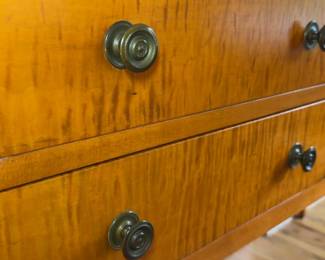 39”H x 64”L x 21.5”W | Eldred Wheeler 6 Drawer Tiger Maple Huntboard