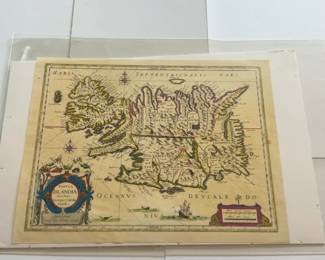 16” L by 12.5” W Colored Tabula Islandia Map by Georgio Carolo Flandro